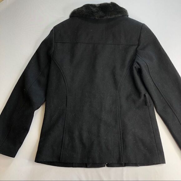 GIACCA Black Wool Coat with Faux Fur Trim - Picture 10 of 15